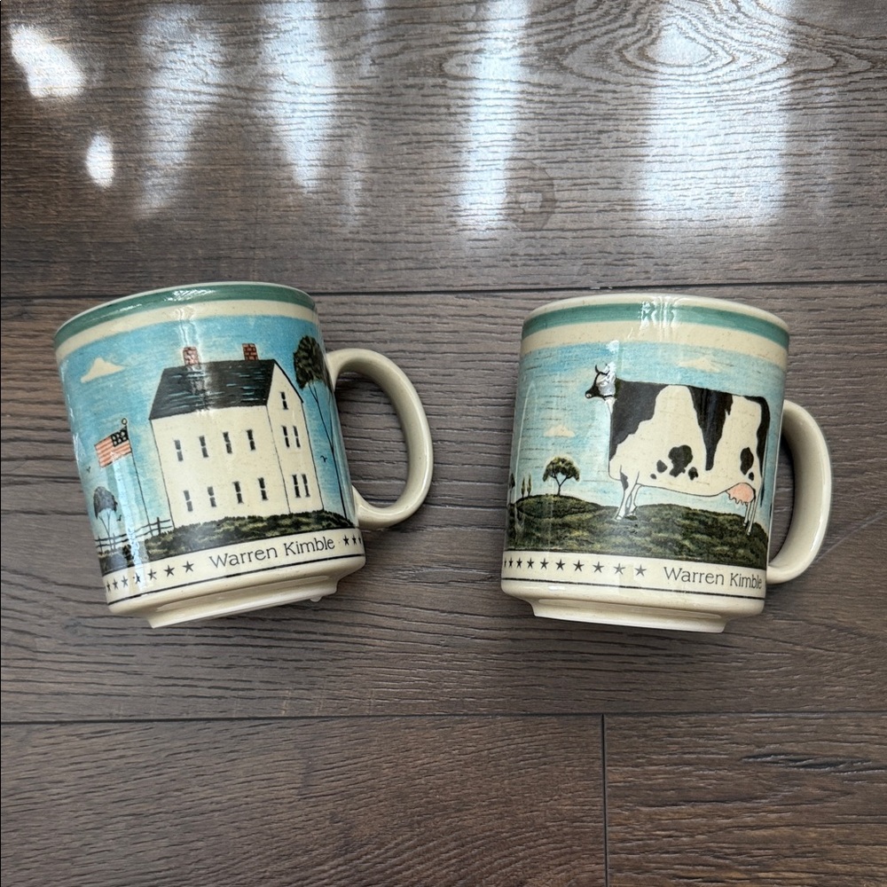 Set of 2 - Vintage Warren Kimble Mugs